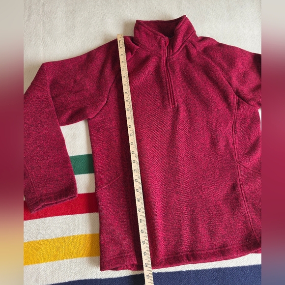 Devon & Jones Raspberry Red Quarter-Zip Fleece Pullover Sweater S Small - Picture 8 of 11